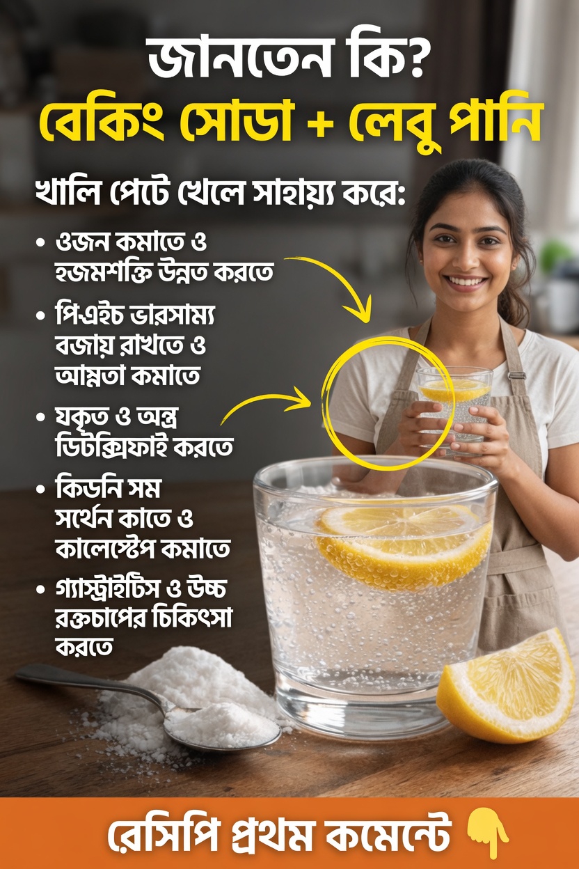 প্রতিদিন সকালে খালি পেটে বেকিং সোডা আর লেবুর পানি মিশিয়ে খেলে আসলে কী ঘটে তা জেনে নিন