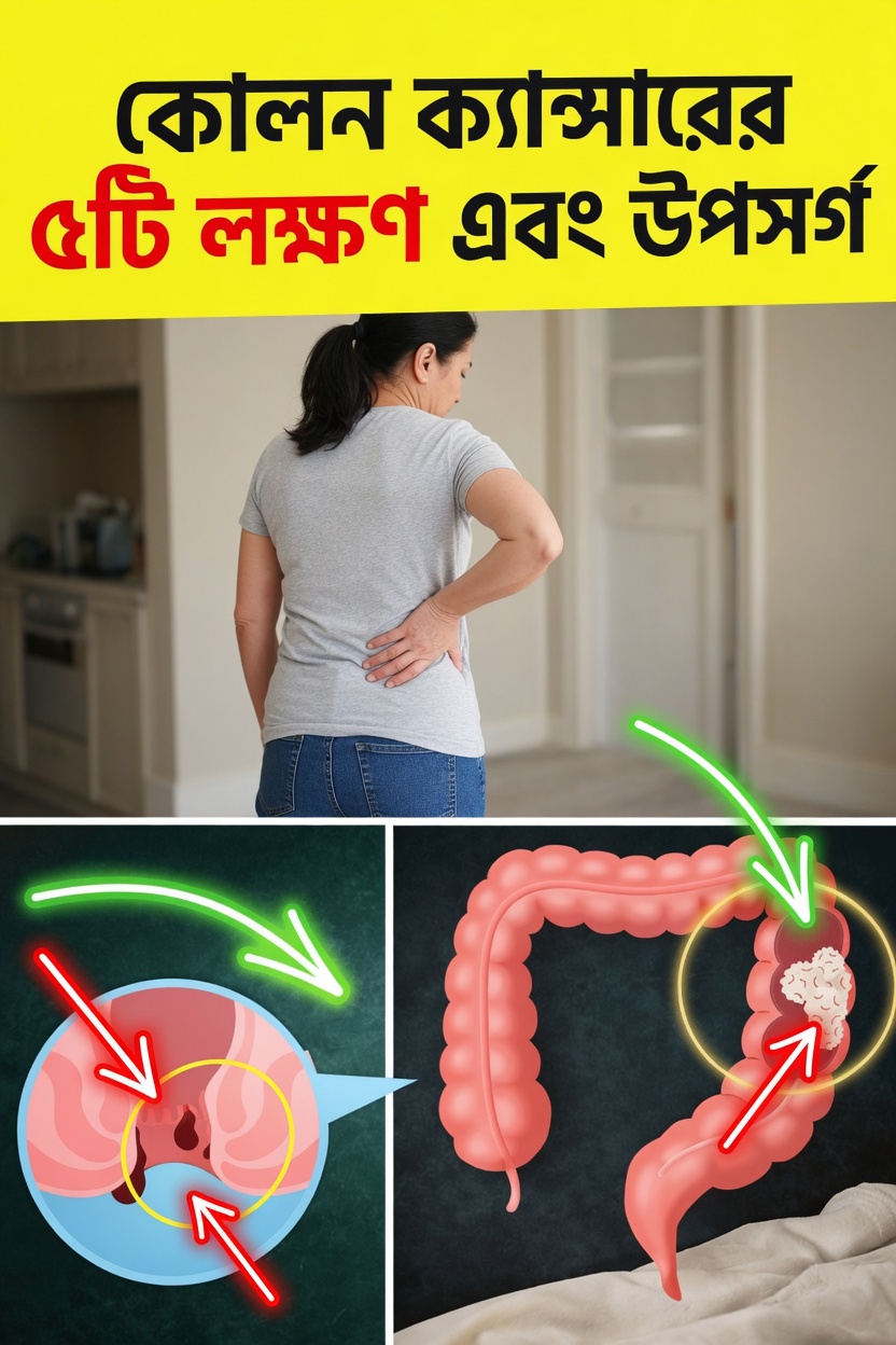 কোলন ক্যান্সারের ৫টি সাধারণ লক্ষণ ও উপসর্গ, যেগুলো সম্পর্কে আপনার স্বাস্থ্যসেবা প্রদানকারীর সঙ্গে আলোচনা করা উচিত