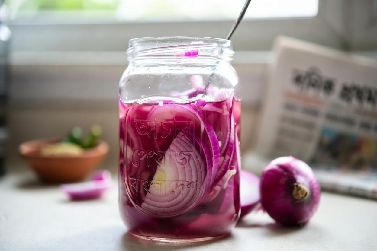 প্রতিদিনের সুস্থতার জন্য একটি সহজ আচারযুক্ত লাল পেঁয়াজের রেসিপি অন্বেষণ