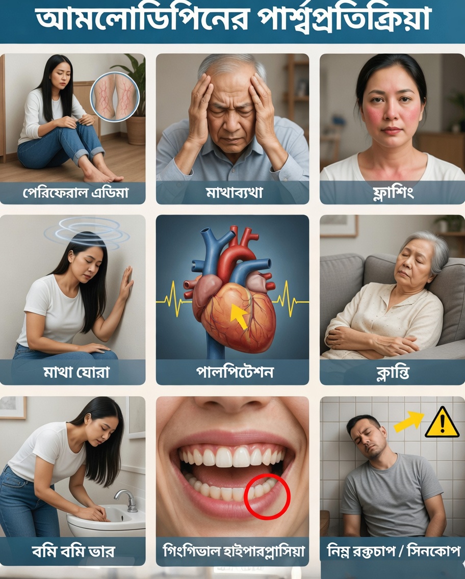 অ্যামলোডিপাইনের ১২টি সবচেয়ে সাধারণ পার্শ্বপ্রতিক্রিয়া, যা প্রতিটি রোগীর জানা উচিত