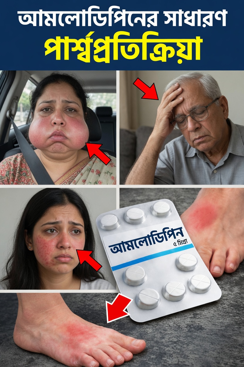 অ্যামলোডিপিনের সাধারণ পার্শ্বপ্রতিক্রিয়াগুলি যা রোগীরা প্রায়ই অনুভব করেন এবং সেগুলি সামলানোর সহজ উপায়গুলো