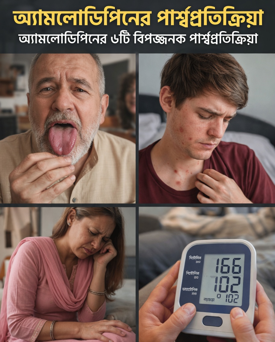অ্যামলোডিপিনের ৬টি সাধারণ পার্শ্বপ্রতিক্রিয়া কী এবং এগুলো সম্পর্কে আপনি কী করতে পারেন?