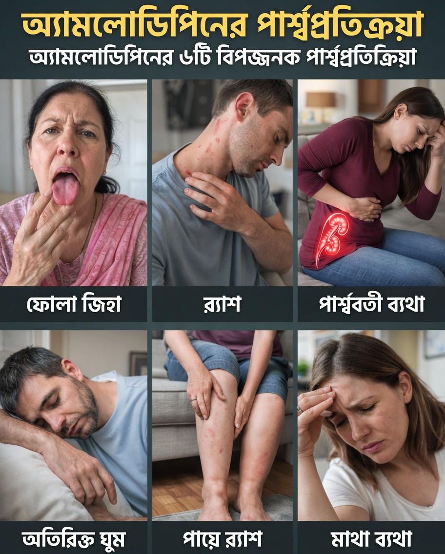 অ্যামলোডিপিনের ৬টি সাধারণ পার্শ্বপ্রতিক্রিয়া কী এবং এগুলো সম্পর্কে আপনি কী করতে পারেন?
