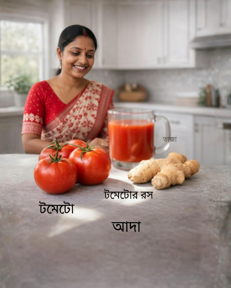 টমেটো ও আদার রস: ভালো সুস্থতার জন্য একটি সহজ দৈনন্দিন অভ্যাস