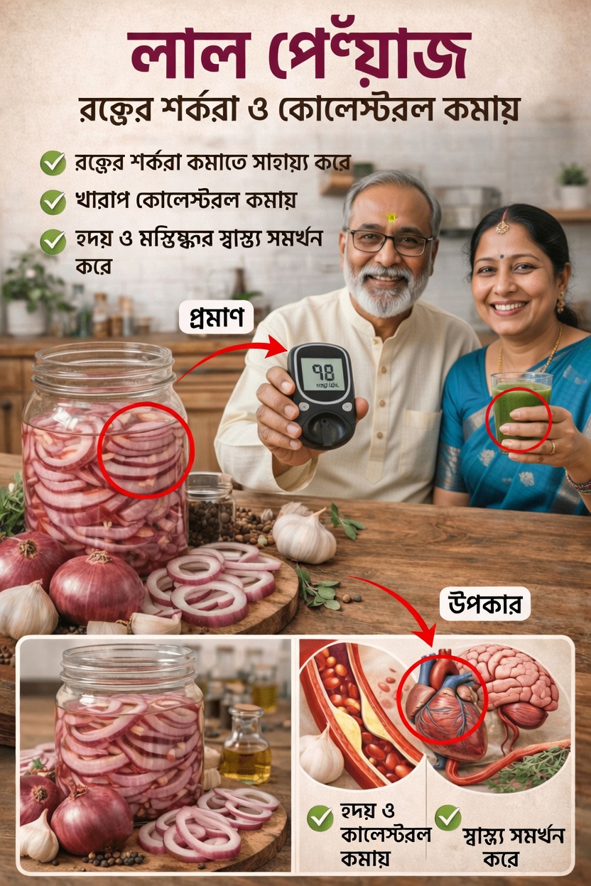 লাল পেঁয়াজ: স্বাস্থ্যকর রক্তে শর্করা ও কোলেস্টেরলের মাত্রা সমর্থনে সহজ উপায়গুলো