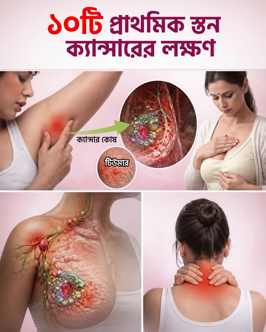 স্তন ক্যানসারের ১০টি প্রাথমিক লক্ষণ ও উপসর্গ যা কখনোই উপেক্ষা করা উচিত নয়
