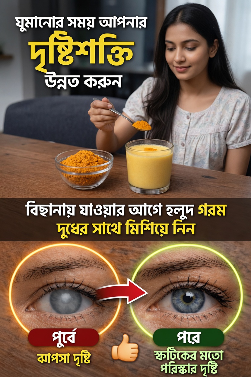 গরম দুধে হলুদ মিশিয়ে শোবার আগে খাওয়ার একটি সহজ অভ্যাস কীভাবে প্রাকৃতিকভাবে আপনার চোখের সুস্থতায় সহায়তা করতে পারে