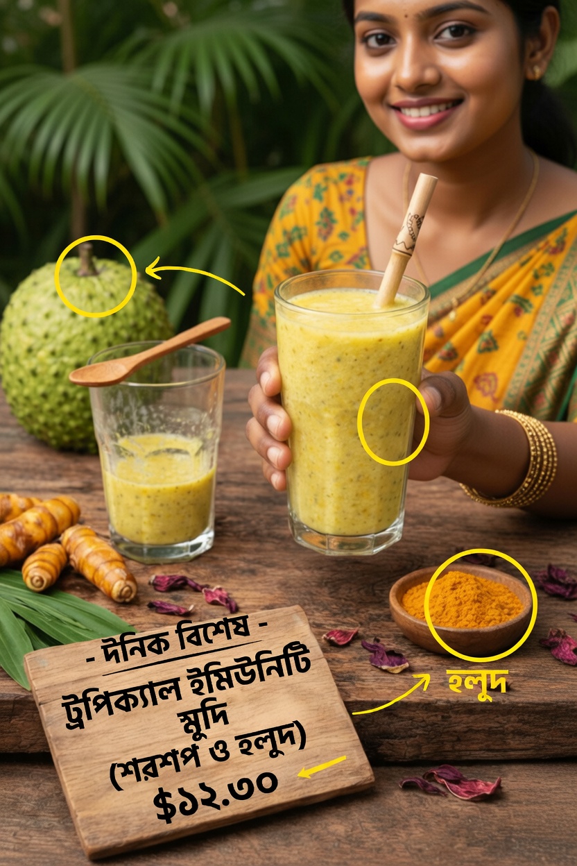 ঘরে বসে ধাপে ধাপে সাওরসপ ও হলুদ দিয়ে সুস্বাদু ট্রপিক্যাল রোগপ্রতিরোধ ক্ষমতা বৃদ্ধিকারী স্মুদি কীভাবে তৈরি করবেন