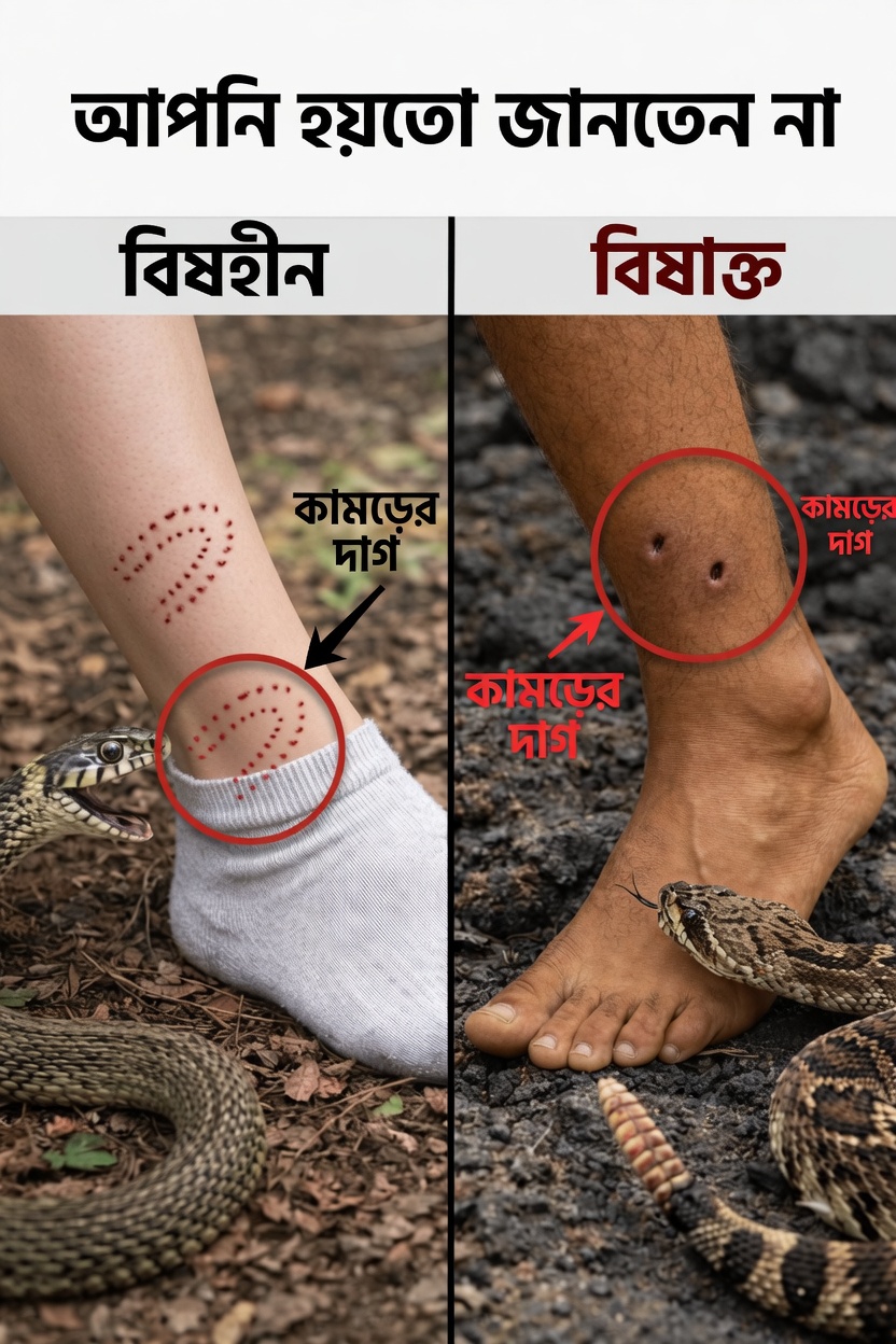 বিষধর ও অবিষধর সাপের কামড় চিনবেন কীভাবে: জরুরি লক্ষণ ও প্রাথমিক চিকিৎসার ধাপগুলো