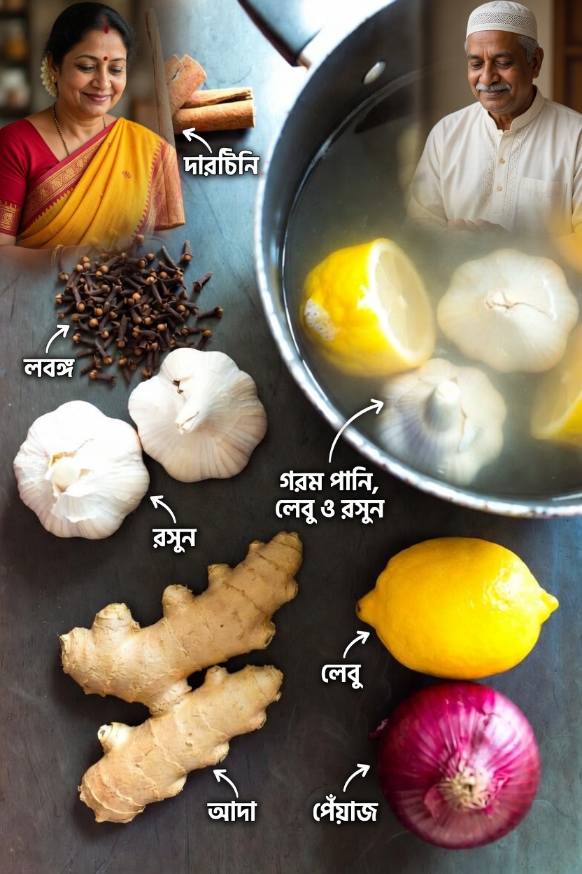 সহজ ঘরোয়া হার্বাল ইনফিউশন: দারুচিনি, লবঙ্গ, রসুন, আদা, লেবু ও পেঁয়াজ একসাথে ব্যবহার করে অনুসন্ধান