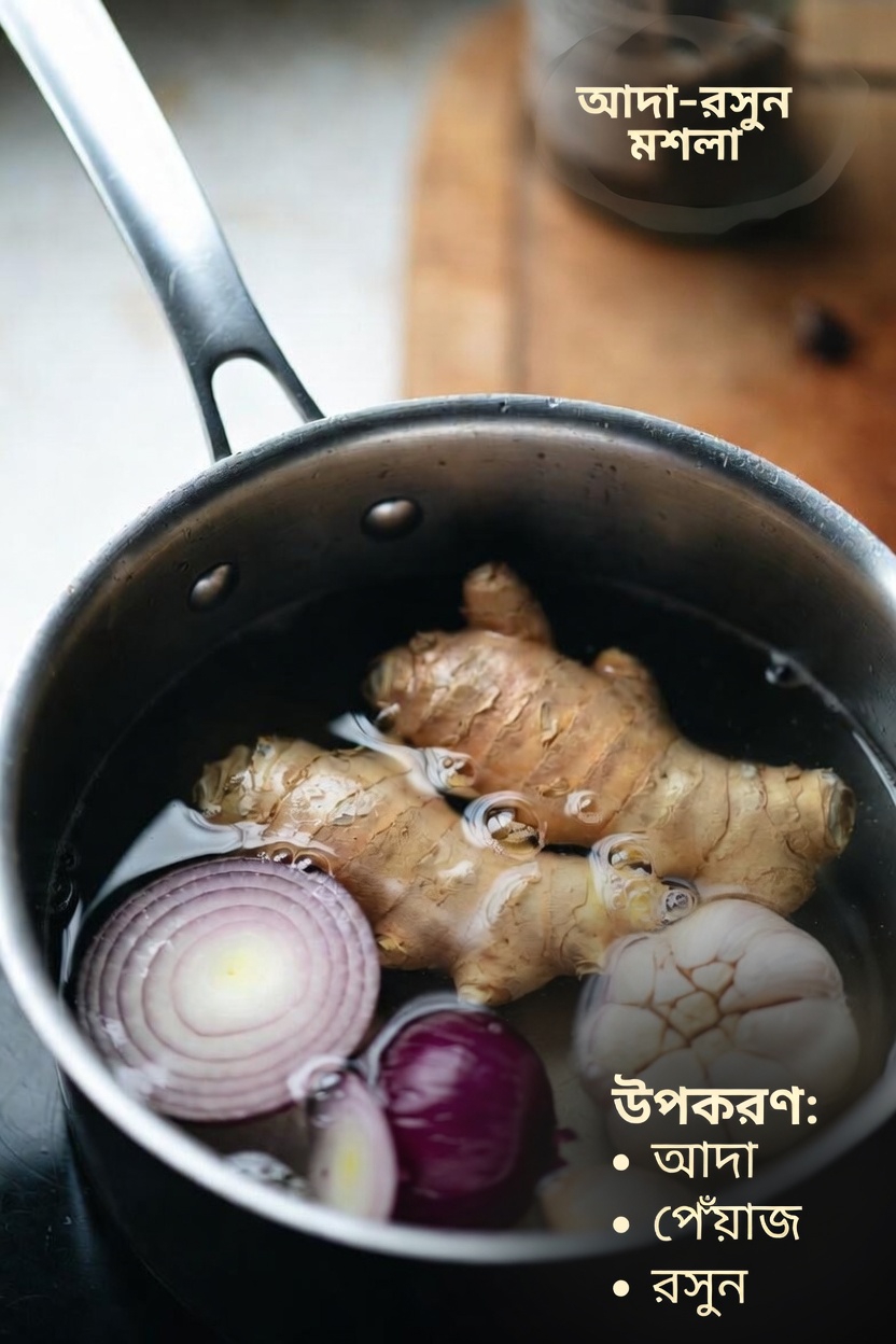আদা, হলুদ, পেঁয়াজ, রসুন, দারুচিনি ও পেয়ারা পাতাসহ সকালের ও রাতের খাবারের পরের চায়ের রেসিপি