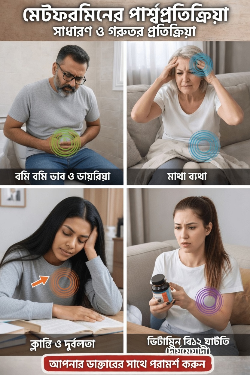 মেটফর্মিনের সাধারণ ও গুরুতর পার্শ্বপ্রতিক্রিয়াগুলো কী, যা আপনার জানা উচিত?