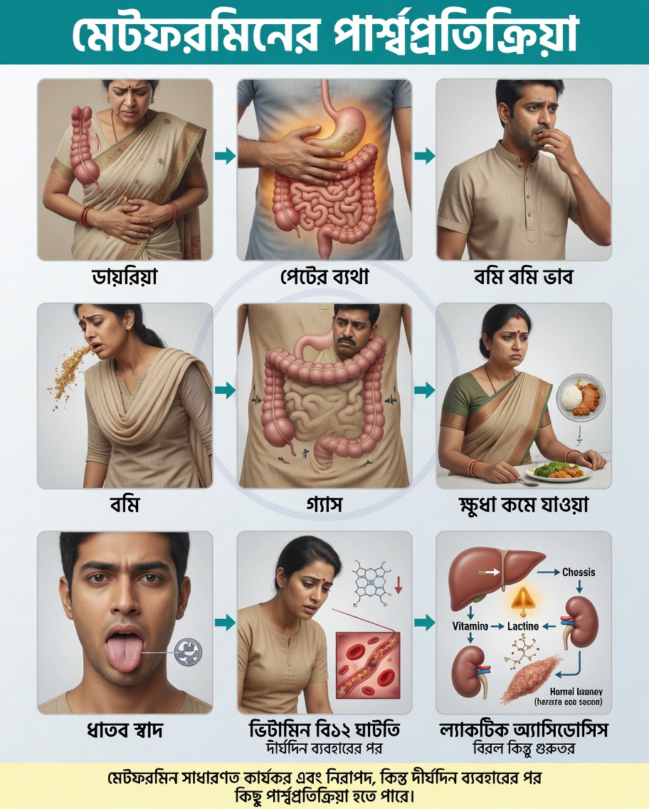 মেটফর্মিনের সাধারণ ও গুরুতর পার্শ্বপ্রতিক্রিয়াগুলো কী, যা আপনার জানা উচিত?