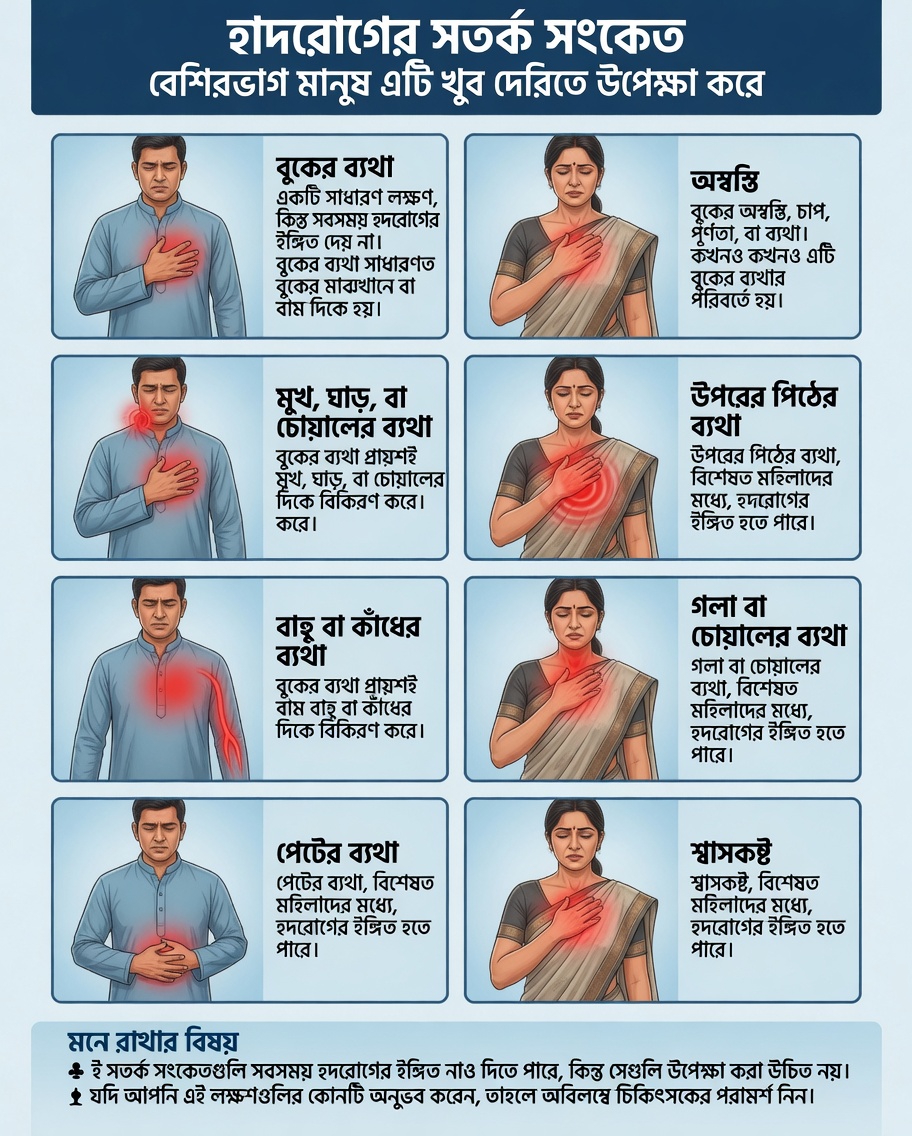 হার্ট অ্যাটাকের কয়েক সপ্তাহ আগে আপনার শরীর যে ৭টি গুরুত্বপূর্ণ সতর্ক সংকেত পাঠাতে পারে