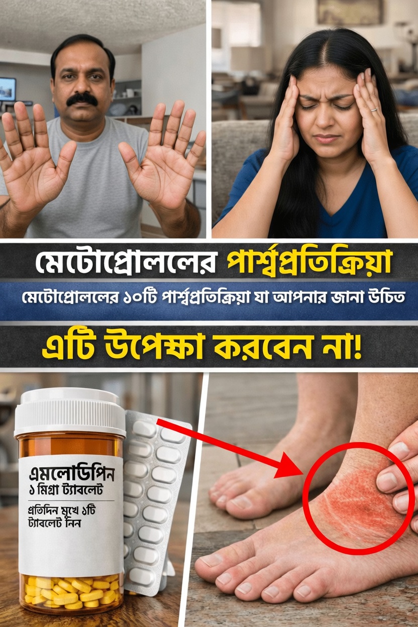 মেটোপ্রোললের ১০টি গুরুত্বপূর্ণ পার্শ্বপ্রতিক্রিয়া যা আপনার জানা উচিত
