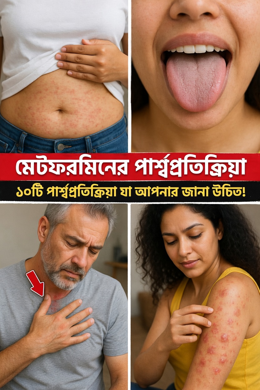 মেটফর্মিনের ১০টি সাধারণ পার্শ্বপ্রতিক্রিয়া যা আপনার জানা উচিত এবং সেগুলো নিরাপদে সামলানোর ব্যবহারিক পরামর্শ