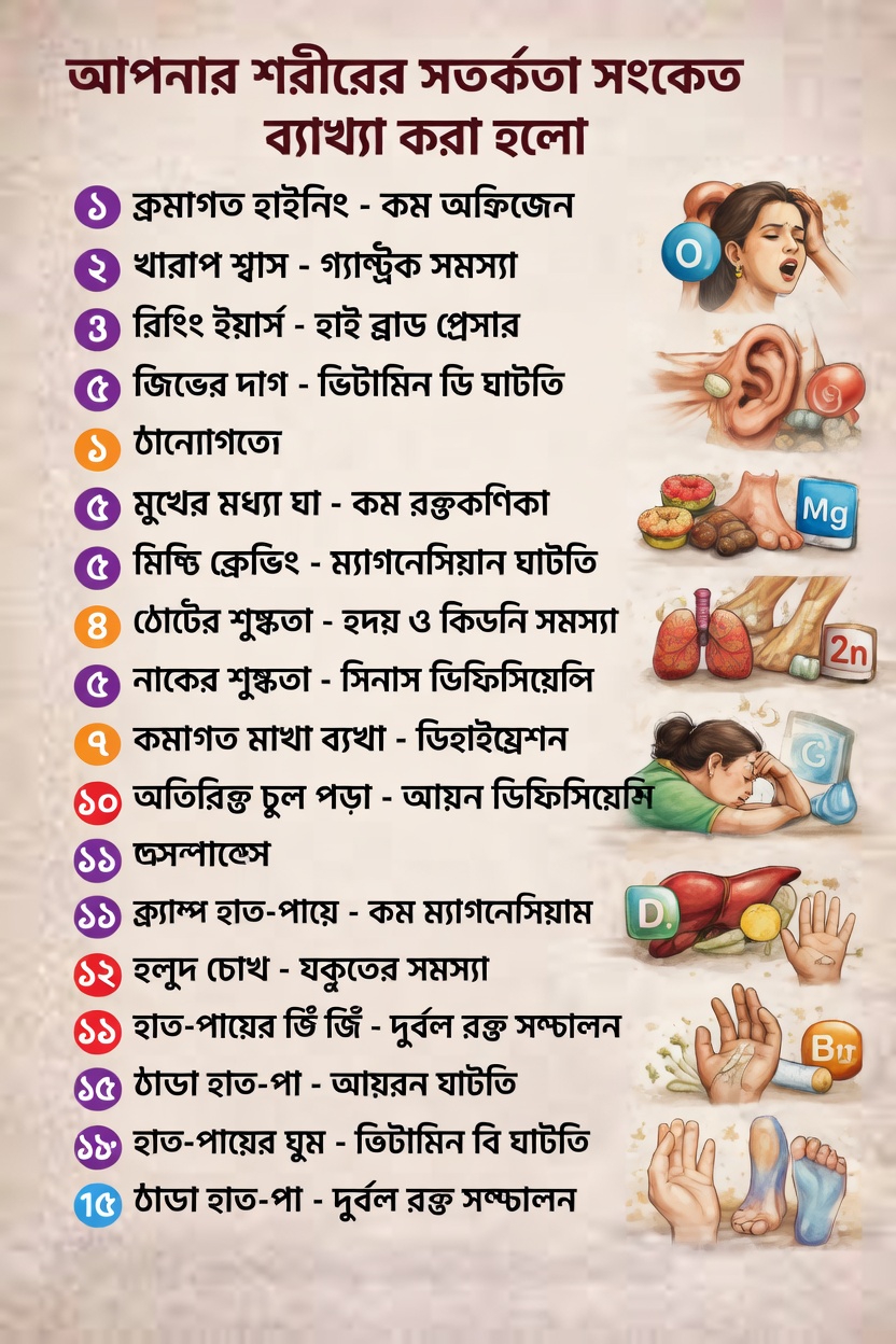 ৭টি বিস্ময়কর শারীরিক সংকেত যা গুরুতর স্বাস্থ্যসমস্যার ইঙ্গিত দিতে পারে, যা আপনার উপেক্ষা করা উচিত নয়