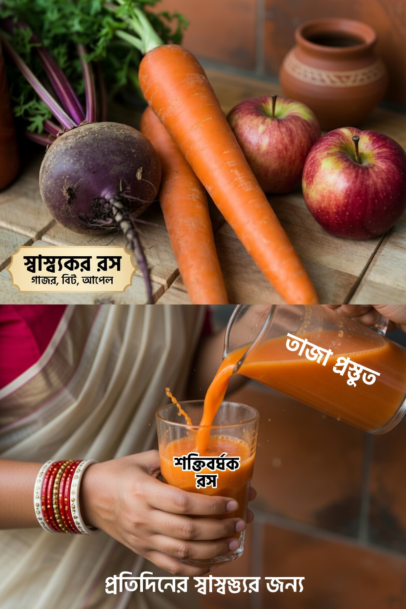 গাজর, বিটরুট এবং আপেলের জুস কীভাবে তৈরি করবেন: আপনার সুস্থতার রুটিনের জন্য একটি সহজ রেসিপি