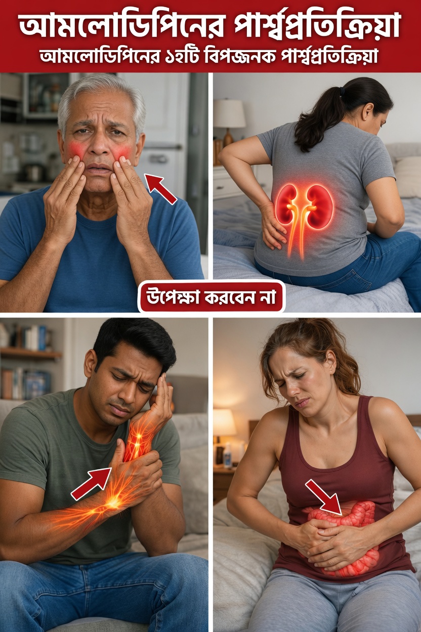 আপনি যদি এই ওষুধটি গ্রহণ করে থাকেন, তবে অ্যামলোডিপাইনের ১২টি সম্ভাব্য পার্শ্বপ্রতিক্রিয়া সম্পর্কে আপনার জানা উচিত