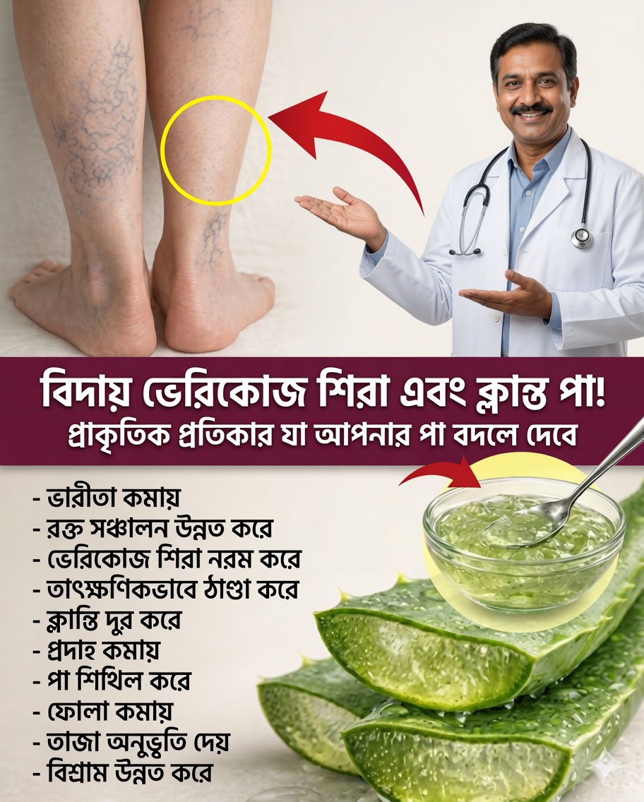 🌿 ক্লান্ত পা উপশমে অ্যালোভেরা: শীতলতা দেয় ও রক্তসঞ্চালন উদ্দীপিত করে এমন প্রাকৃতিক প্রতিকার