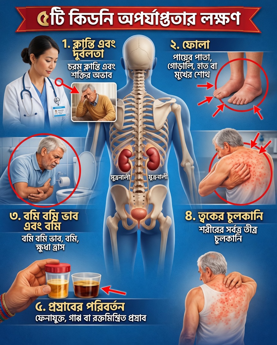 কিডনি অকার্যকারিতার ৫টি লক্ষণ যা কখনোই উপেক্ষা করা উচিত নয়