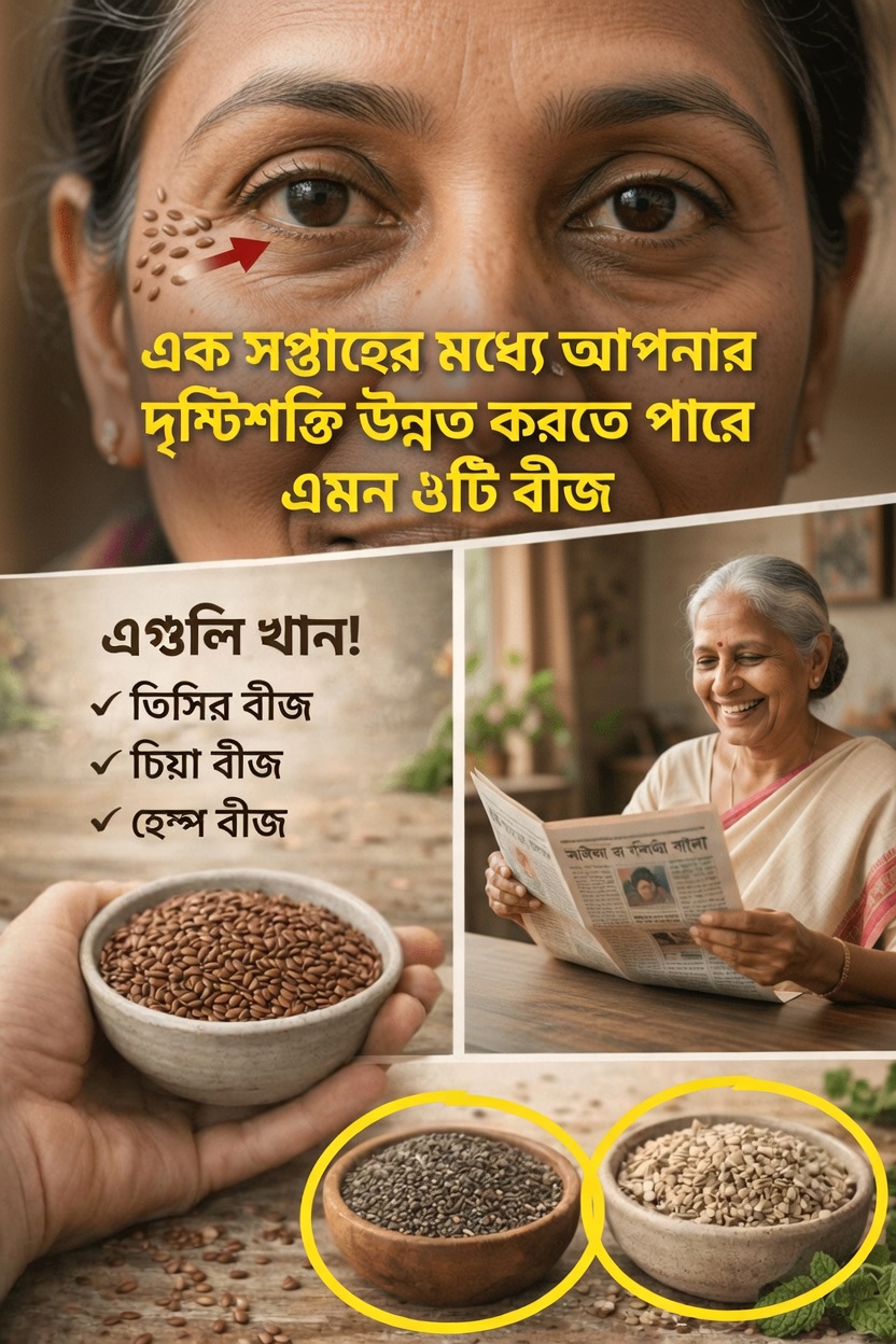 ৩টি পুষ্টিসমৃদ্ধ বীজ—ফ্ল্যাক্সসিড, চিয়া সিড ও হেম্প সিড—যা প্রাকৃতিকভাবে আপনার চোখের স্বাস্থ্যে সহায়তা করতে পারে