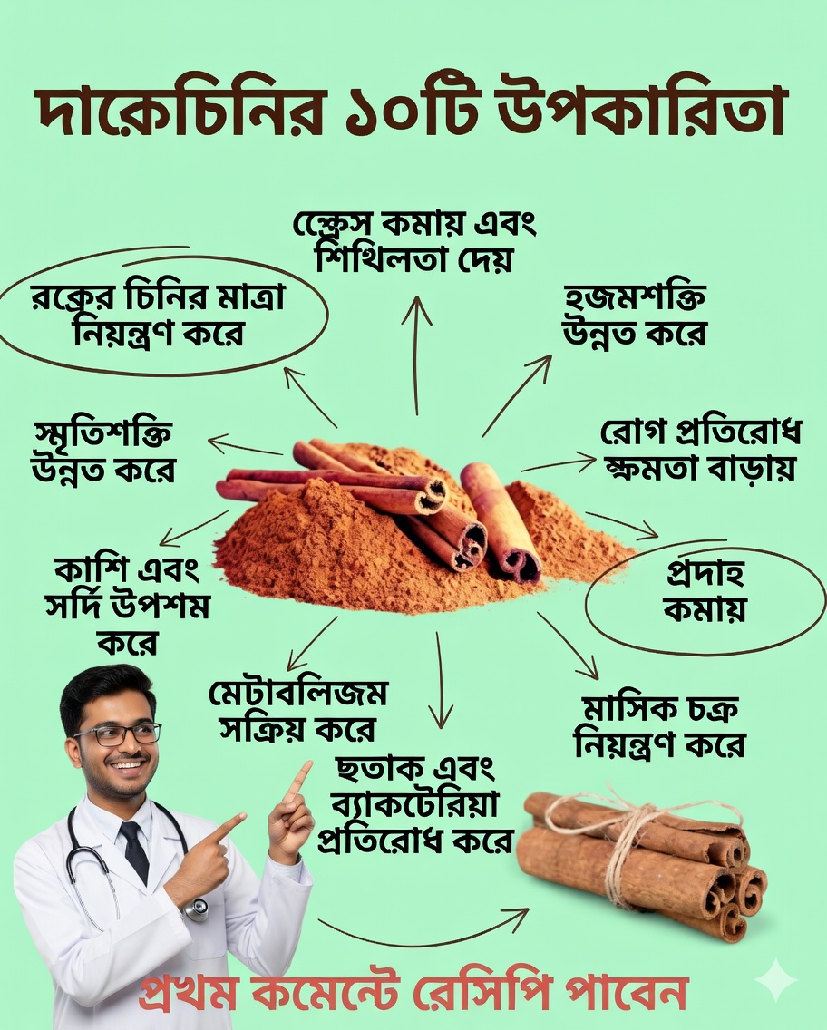 দারুচিনির ১০টি উপকারিতা যা আপনার স্বাস্থ্যকে বদলে দেবে