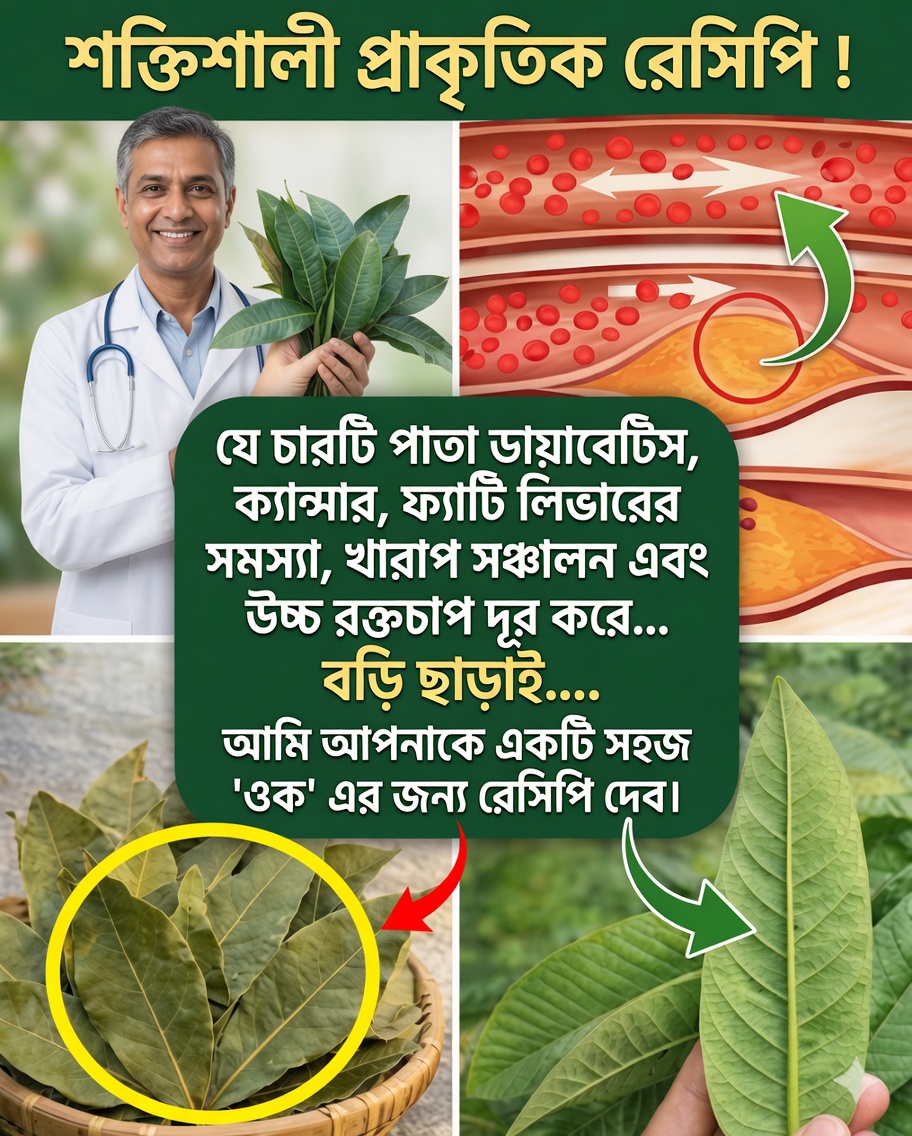 চারটি ঔষধি পাতা: অ্যাভোকাডো, পেয়ারা, আম ও তেজপাতা — উপকারিতা ও প্রাকৃতিক ব্যবহার 🌿