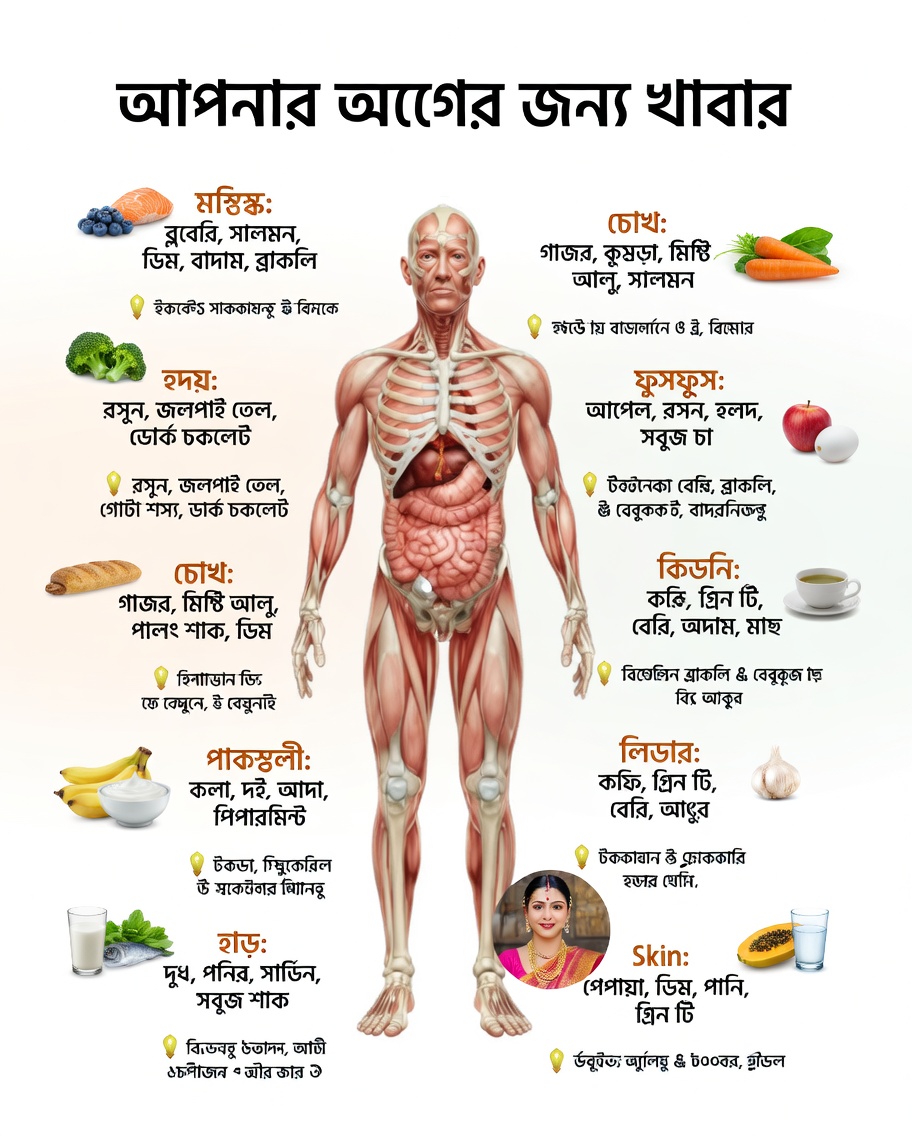 কোন খাবারগুলো নির্দিষ্ট অঙ্গের ক্ষতি করতে পারে? আপনার শরীরের স্বাস্থ্য সমর্থন করার সহজ উপায়গুলো