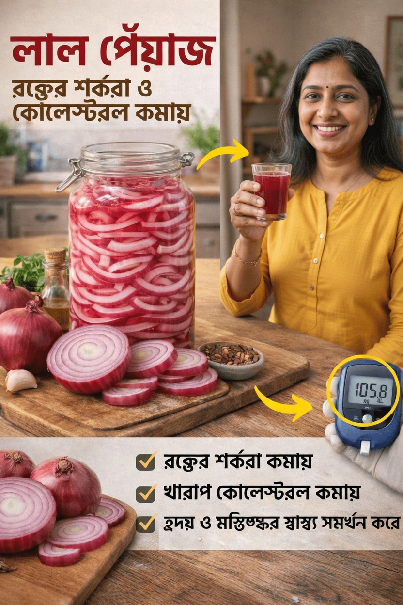রক্তে শর্করা ও কোলেস্টেরল নিয়ন্ত্রণে লাল পেঁয়াজের সম্ভাব্য স্বাস্থ্য উপকারিতা অনুসন্ধান