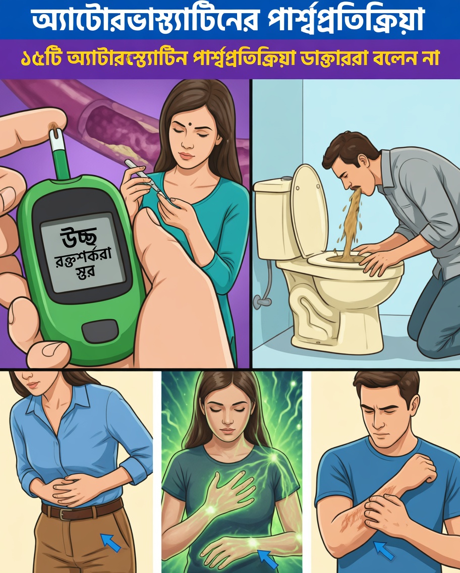 অ্যাটোরভাস্টাটিন সম্পর্কে ধারণা: ১৫টি সম্ভাব্য পার্শ্বপ্রতিক্রিয়া যা আপনি অনুভব করতে পারেন এবং সেগুলো মোকাবেলার পরামর্শ