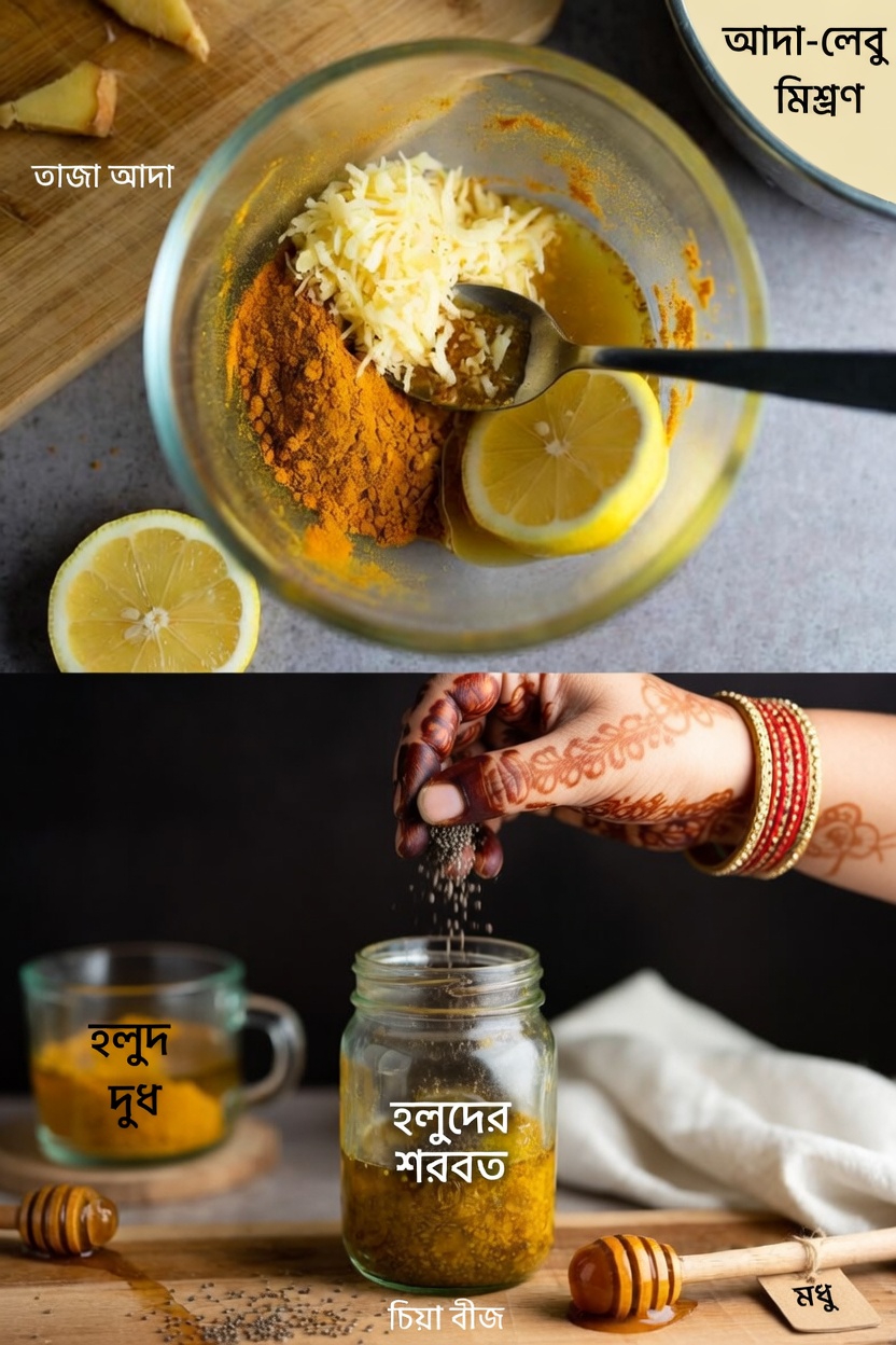 হলুদ, আদা, লেবু, মধু ও চিয়া বীজের দুই টেবিলচামচ দিয়ে তৈরি এই জনপ্রিয় সকালের মিশ্রণটি আবিষ্কার করুন