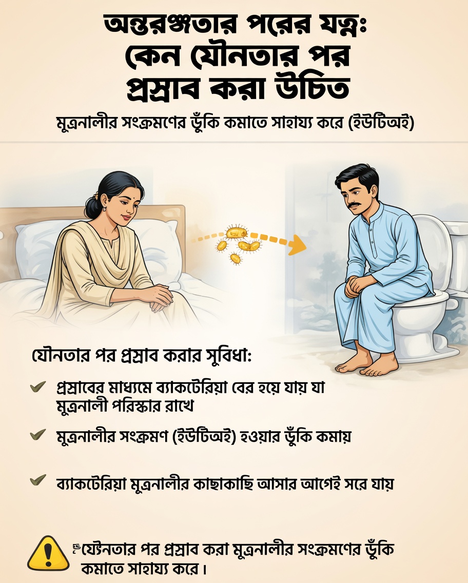 যৌনমিলনের পর প্রস্রাব করা কেন একটি সহজ কিন্তু শক্তিশালী অভ্যাস, যা আপনার মূত্রনালীর স্বাস্থ্যে সহায়তা করে