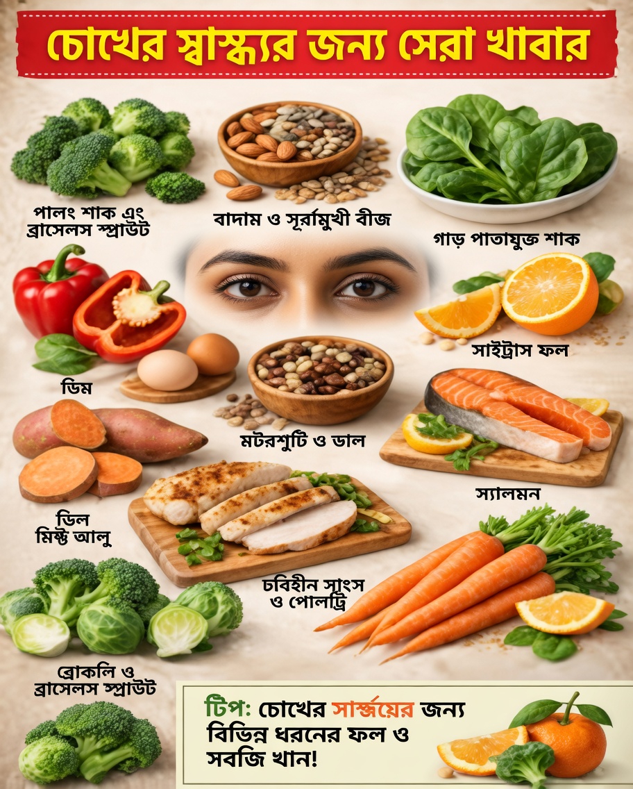 প্রতিদিনের খাবার ও অভ্যাস সম্পর্কে জানুন যা আপনার দৈনন্দিন জীবনে চোখের স্বাস্থ্য ও আরাম বজায় রাখতে সহায়তা করতে পারে