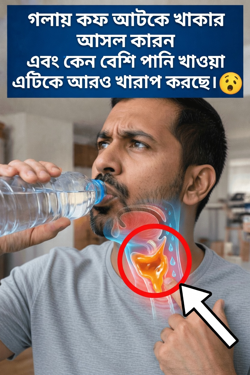 গলায় কফ আটকে থাকার সেই স্থায়ী অনুভূতি হয়তো বেশি পানি পান করলে কমবে না — কী হতে পারে এর কারণ