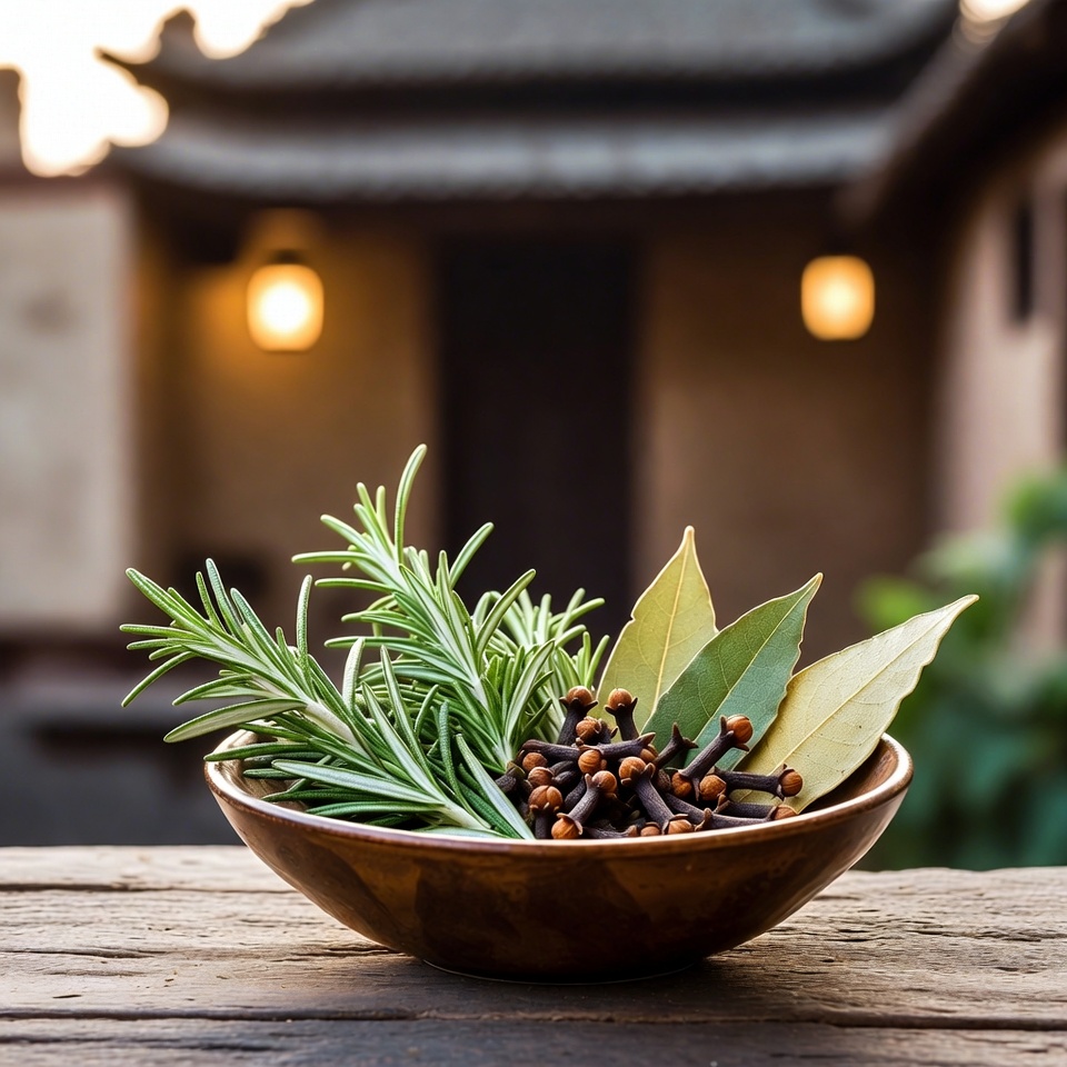 রোজমেরি, লবঙ্গ ও তেজপাতার একটি প্রাকৃতিক মিশ্রণ