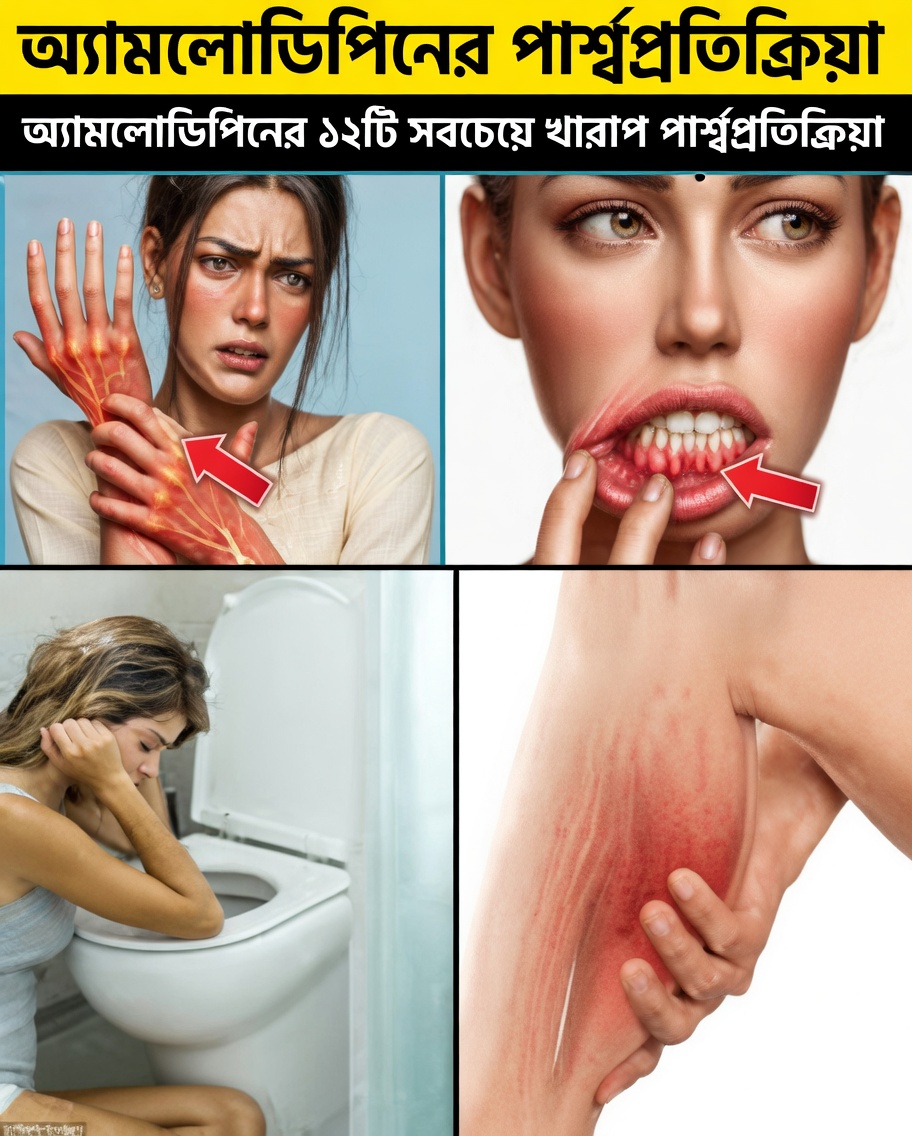 অ্যামলোডিপাইনের সবচেয়ে সাধারণ পার্শ্বপ্রতিক্রিয়াগুলো কী? খেয়াল রাখার জন্য ১২টি বিষয়