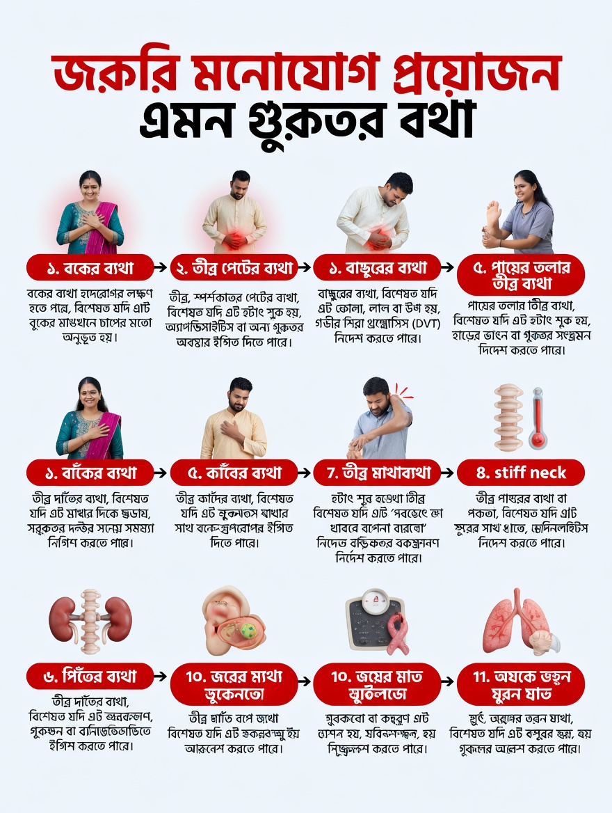 ৩টি স্থায়ী ব্যথার স্থান, যেগুলোকে সম্ভাব্য প্রাথমিক সতর্কসংকেত হিসেবে কখনোই উপেক্ষা করা উচিত নয়