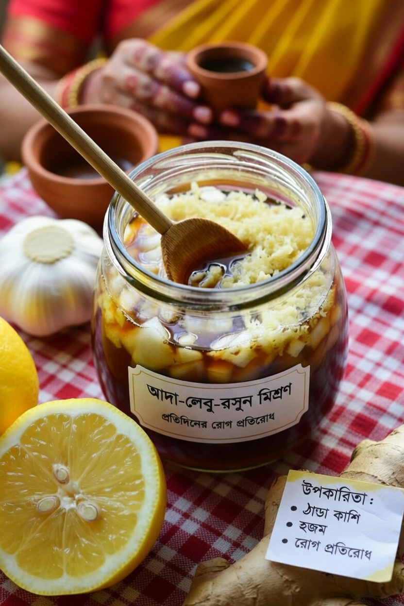 শক্তিশালী দৈনিক চামচ: কেন মানুষ আদা, পেঁয়াজ, রসুন, লেবু ও মধু মিশিয়ে খাচ্ছেন