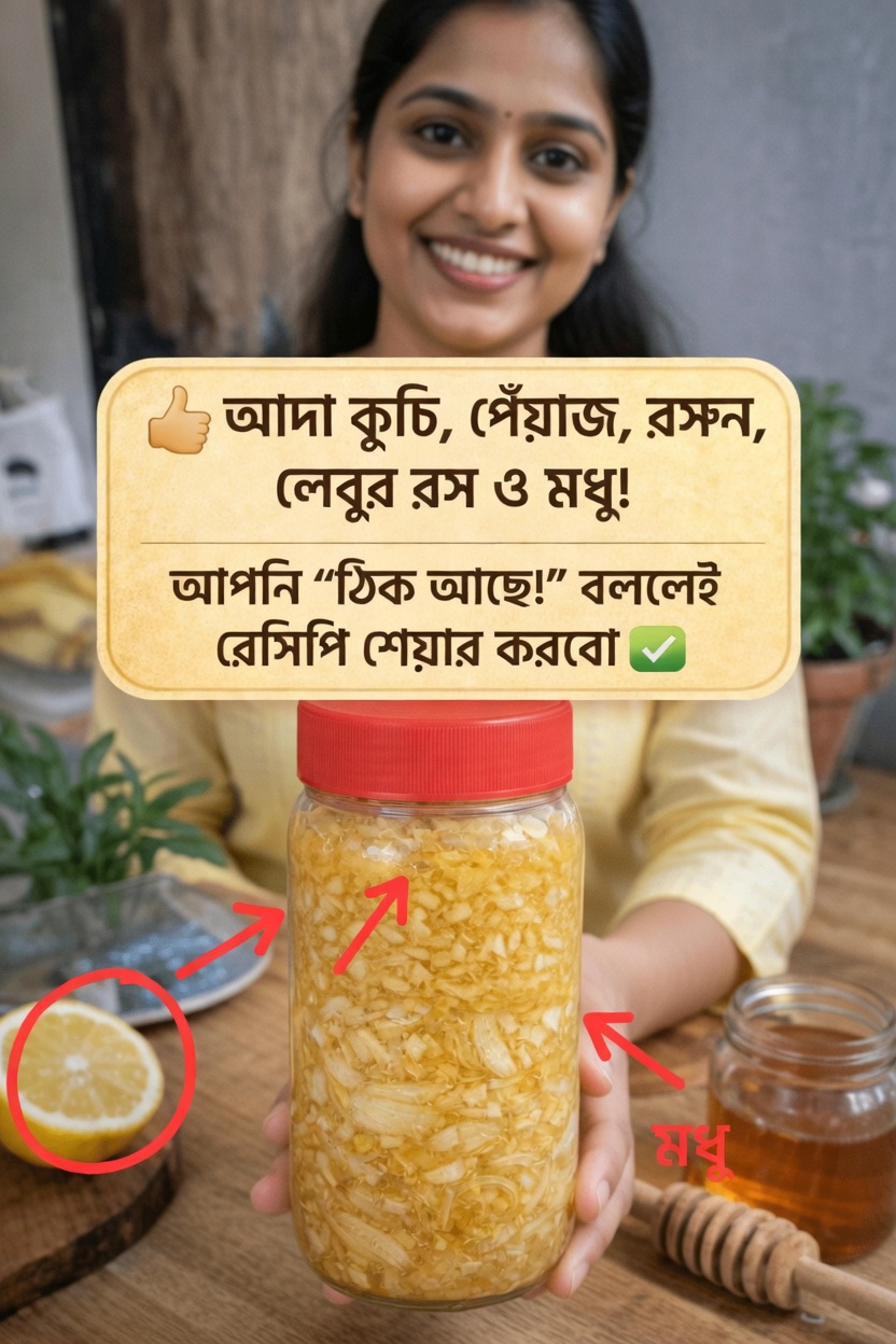 দৈনন্দিন সুস্থতা রুটিনে আদা, পেঁয়াজ, রসুন, লেবু ও মধুর প্রাকৃতিক মিশ্রণ অন্বেষণ