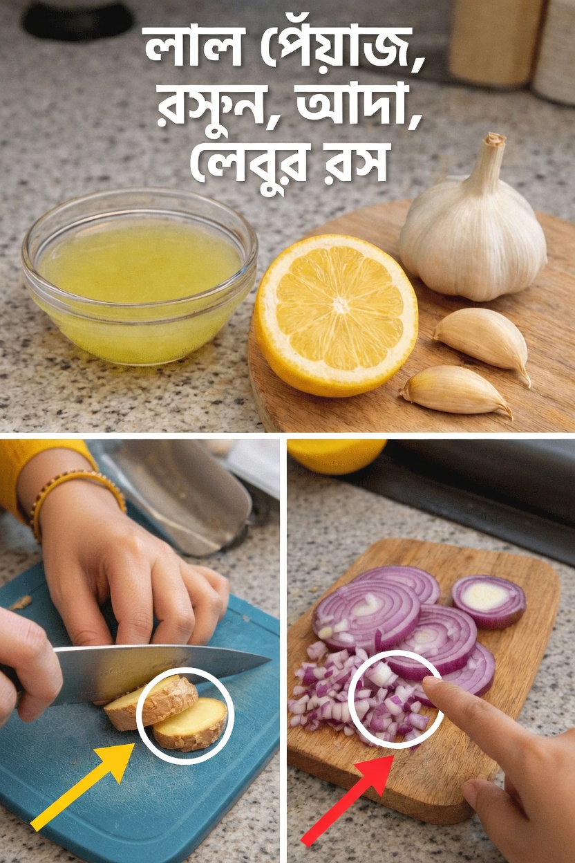আপনার রান্নাঘরের দৈনন্দিন রুটিনে লাল পেঁয়াজ, রসুন, আদা ও লেবুর রসের প্রতিদিনের শক্তি আবিষ্কার করুন