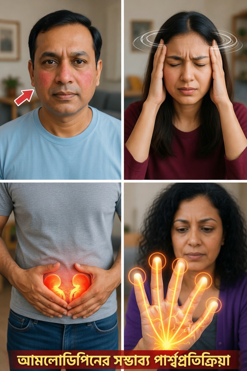 অ্যামলোডিপাইনের সবচেয়ে সাধারণ পার্শ্বপ্রতিক্রিয়াগুলো কী এবং আপনি সেগুলো কীভাবে সামলাতে পারেন?