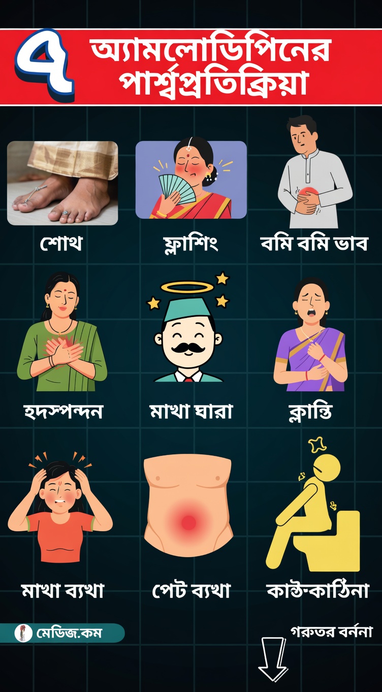 অ্যামলোডিপাইনের সবচেয়ে সাধারণ পার্শ্বপ্রতিক্রিয়াগুলো কী এবং আপনি সেগুলো কীভাবে সামলাতে পারেন?