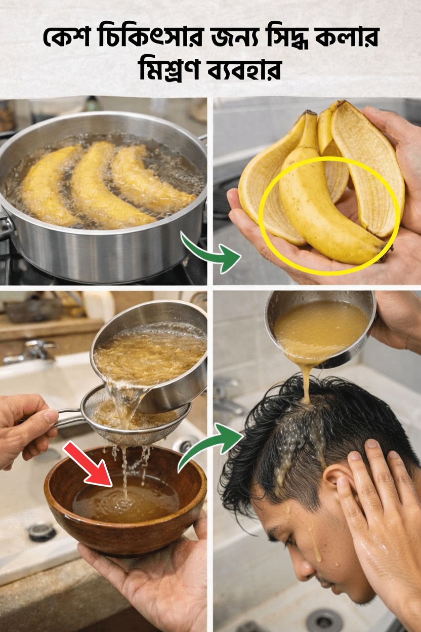 স্বাস্থ্যকর চুলের জন্য প্রাকৃতিক হেয়ার রিন্স হিসেবে সেদ্ধ কলার খোসার পানি ব্যবহারের আশ্চর্যজনক উপকারিতা আবিষ্কার করুন