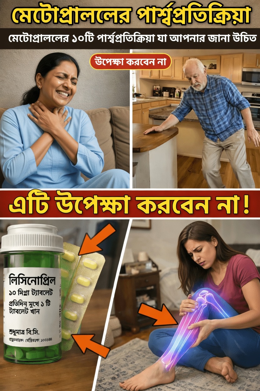 মেটোপ্রোললের সবচেয়ে সাধারণ পার্শ্বপ্রতিক্রিয়াগুলি কী কী? প্রতিটি রোগীর জানা উচিত এমন ১০টি বিষয়