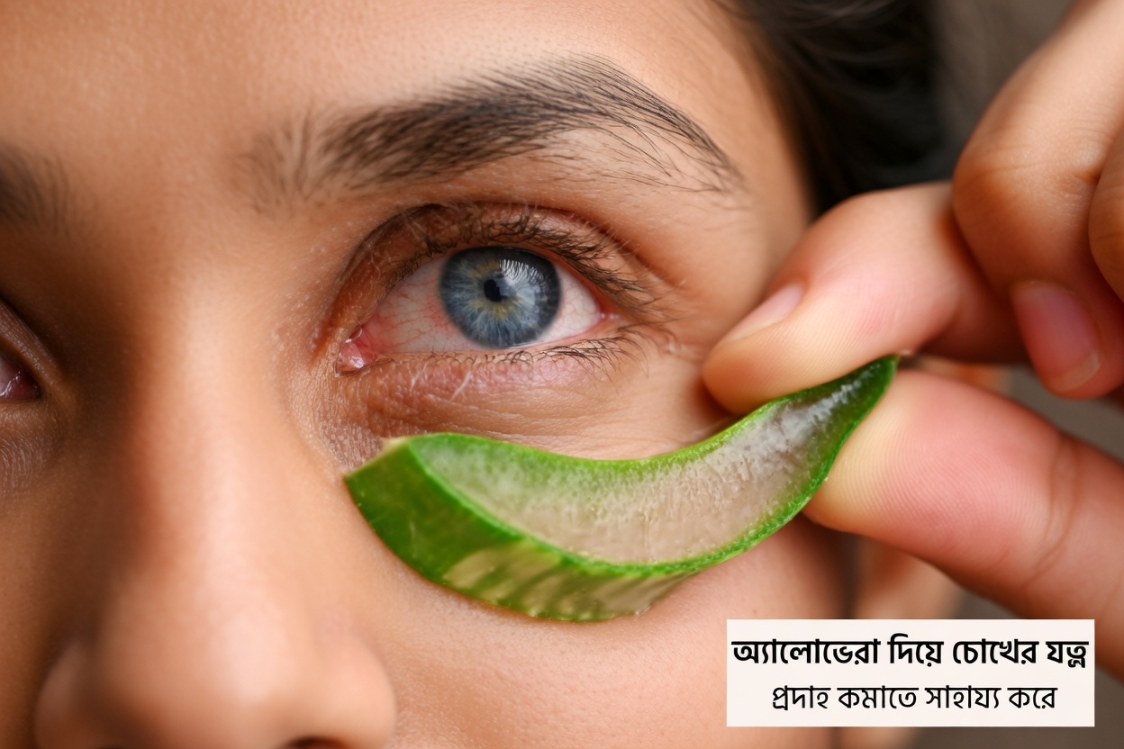 চোখের আরামের জন্য অ্যালোভেরা: লালভাব, শুষ্কতা ও দৈনন্দিন জ্বালাপোড়া নিরাপদে উপশমে প্রতিদিনের অভ্যাস