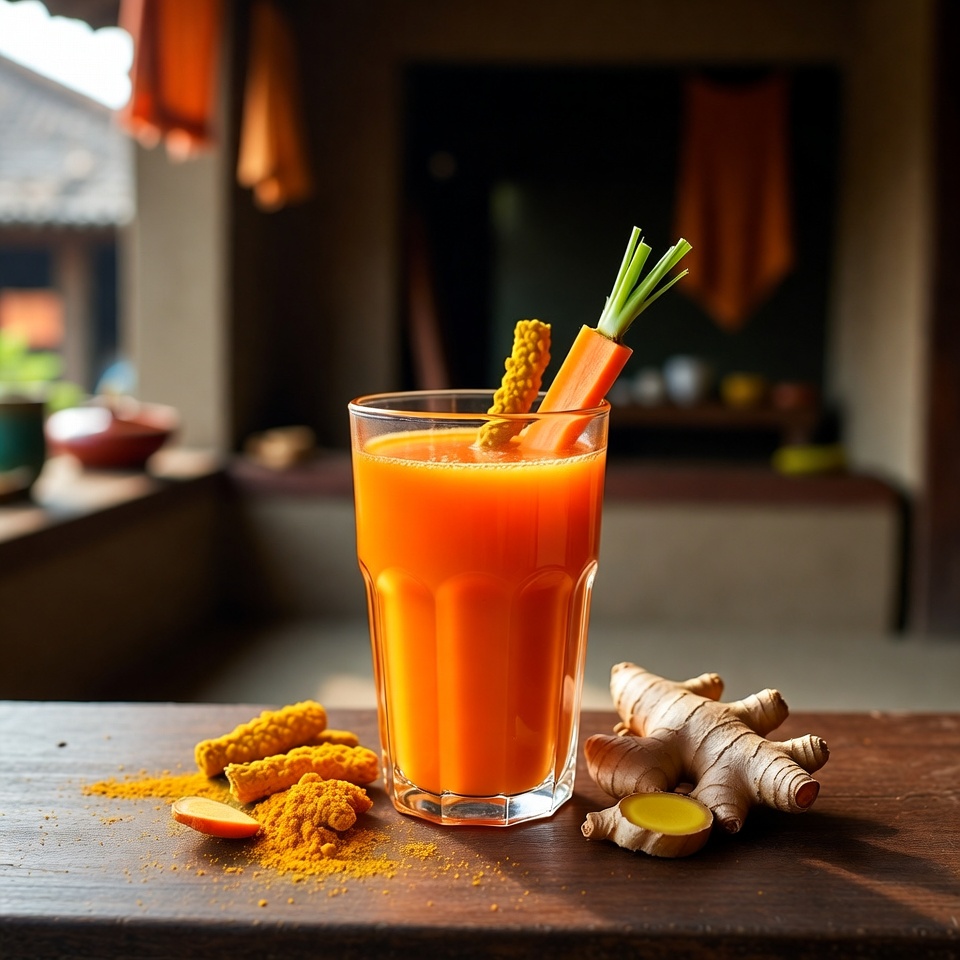কমলা, হলুদ ও আদা দিয়ে গাজরের জুস 🥕🍊✨