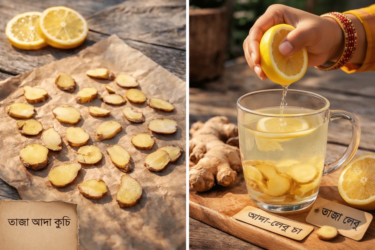 প্রাকৃতিকভাবে আরামদায়ক দৃষ্টিশক্তি সমর্থনে দৈনন্দিন সুস্থতার অভ্যাস হিসেবে আদা ও লেবু