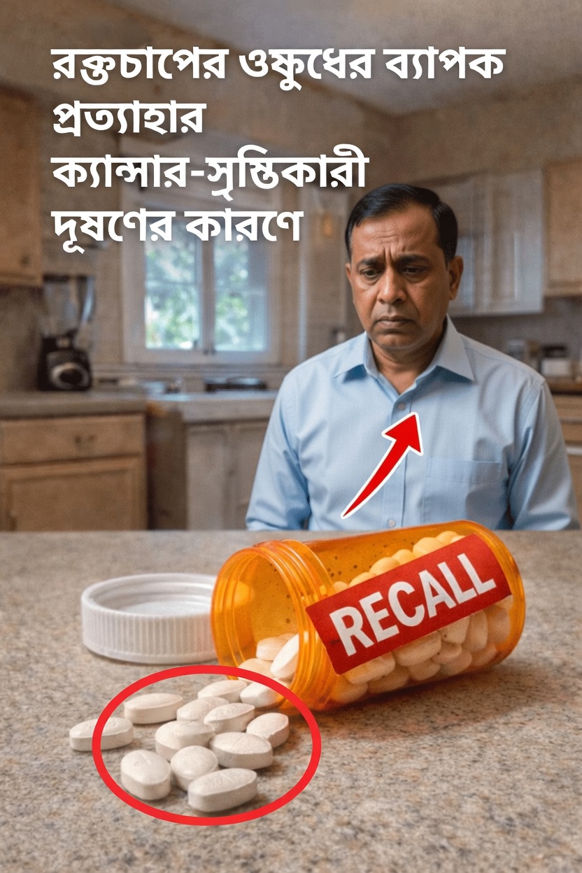 জরুরি প্রত্যাহার: ক্যান্সারের ঝুঁকির কারণে উচ্চ রক্তচাপের ওষুধের ৫৮০,০০০টিরও বেশি বোতল বাজার থেকে তুলে নেওয়া হয়েছে