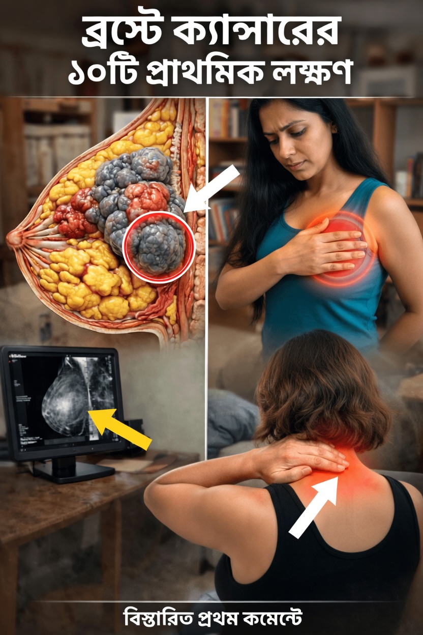 স্তন ক্যান্সারের ১০টি প্রাথমিক সতর্ক সংকেত, যা আপনার জানা জরুরি এবং কখনোই উপেক্ষা করা উচিত নয়